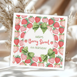 Guardanapo De Papel Berry Sweet 6th Birthday Strawberry Party 