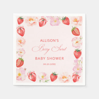 Guardanapo De Papel Berry Sweet Baby Shower Strawberry Bow 