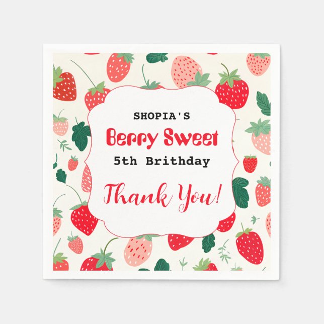 Guardanapo De Papel Berry Sweet Birthday Convite (Frente)