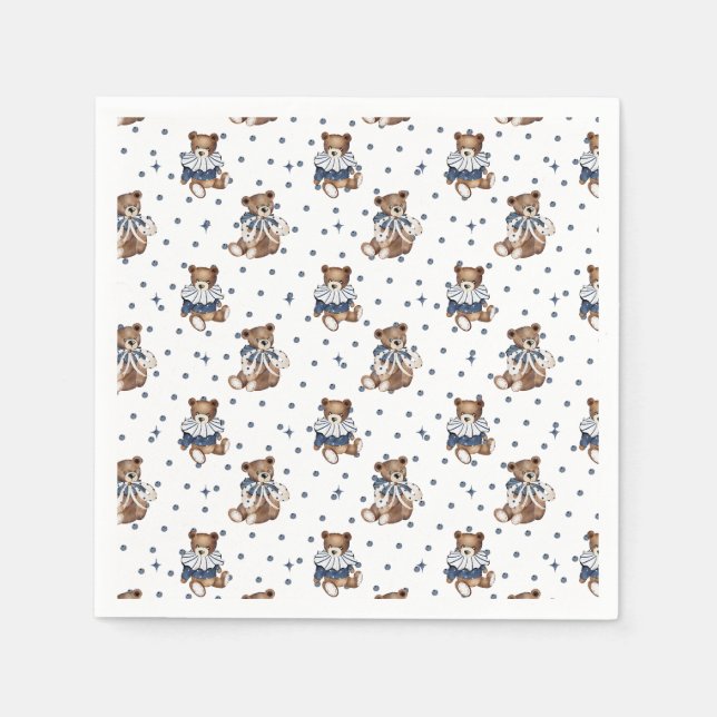 Guardanapo De Papel Berry Sweet Blueberry Bear Baby Boy Chá Napkins (Frente)