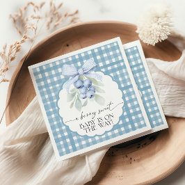 Guardanapo De Papel Berry Sweet Blueberry Gingham Baby Shower