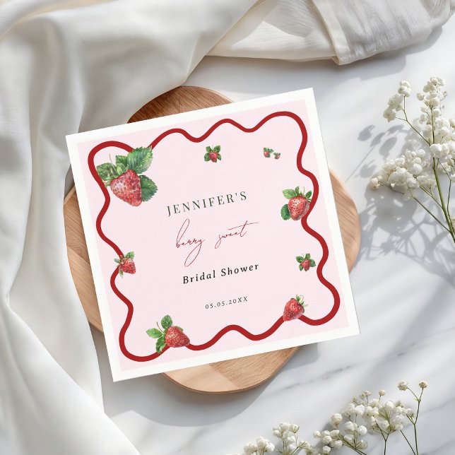 Guardanapo De Papel Berry Sweet Bridal Shower Strawberry (Criador carregado)