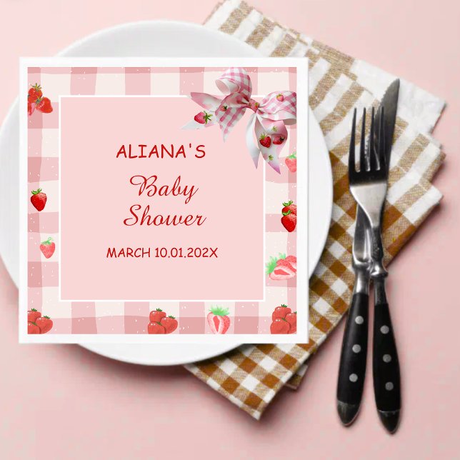 Guardanapo De Papel Berry Sweet Pink Coquette Chá de fraldas Napkins (Criador carregado)