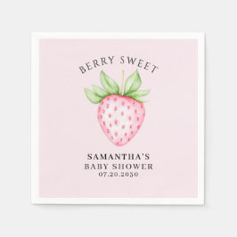 Guardanapo De Papel Berry Sweet Pink Strawberry Girl Baby Shower