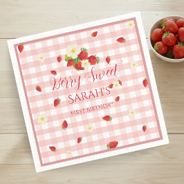 Guardanapo De Papel Berry Sweet Strawberry 1st Birthday Party