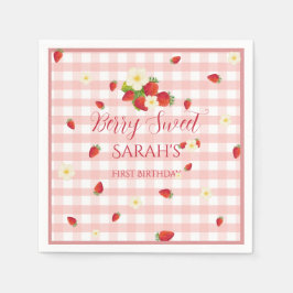 Guardanapo De Papel Berry Sweet Strawberry 1st Birthday Party