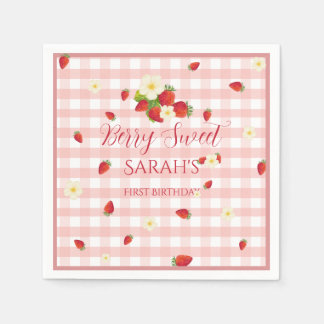 Guardanapo De Papel Berry Sweet Strawberry 1st Birthday Party