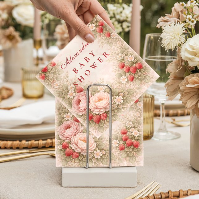 Guardanapo De Papel Berry Sweet Strawberry Baby Shower (Criador carregado)