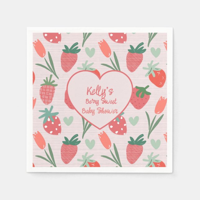 Guardanapo De Papel Berry Sweet Strawberry Baby Shower Paper Plate (Frente)