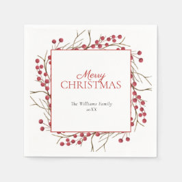 Guardanapo De Papel Berry Vermelho Natural Russo Feliz Natal