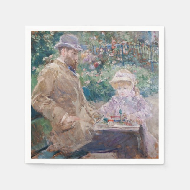 Guardanapo De Papel Berthe Morisot - Eugene Manet com sua filha (Frente)