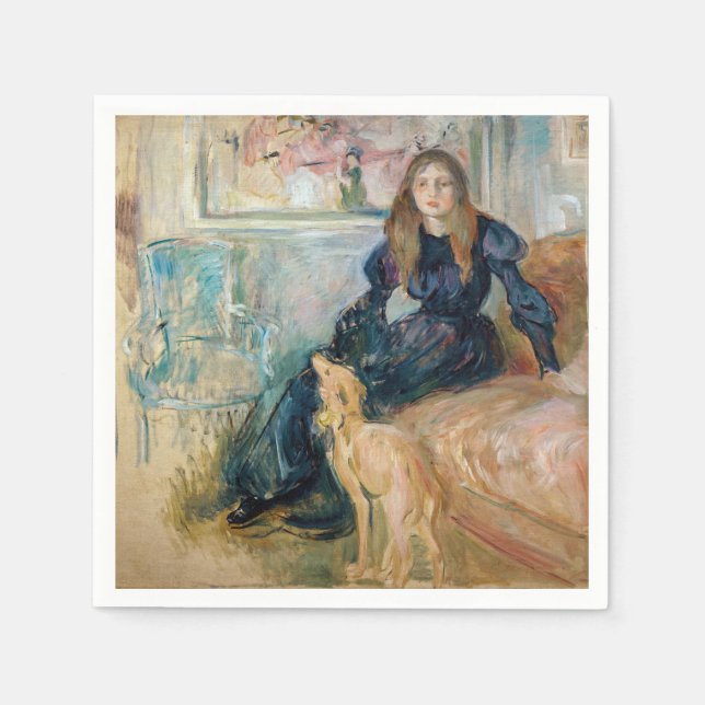 Guardanapo De Papel Berthe Morisot - Julie e o seu Greyhound Laerte (Frente)