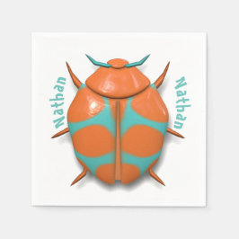 Guardanapo De Papel Besouro inseto lindo laranja azul