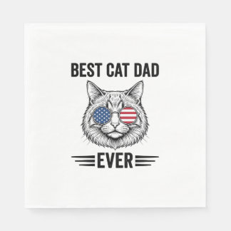 Guardanapo De Papel Best Cat Dad Ever Patriotic Vintage Cat Design_1