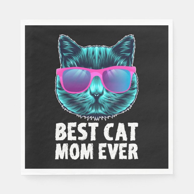 Guardanapo De Papel Best Cat Mom Ever Cute Funny Glasses (Frente)