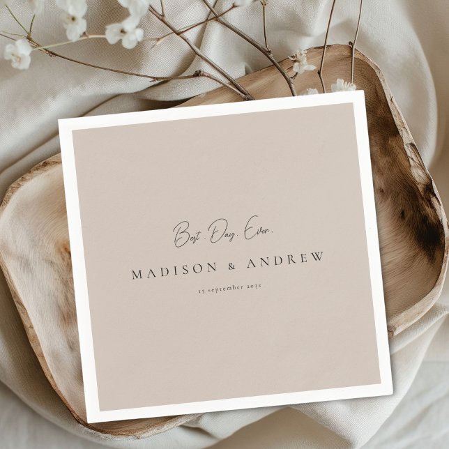 Guardanapo De Papel BEST DAY EVER! Modern Minimal Light Brown Wedding (BEST DAY EVER! Modern Minimal Light Brown Wedding Napkins)