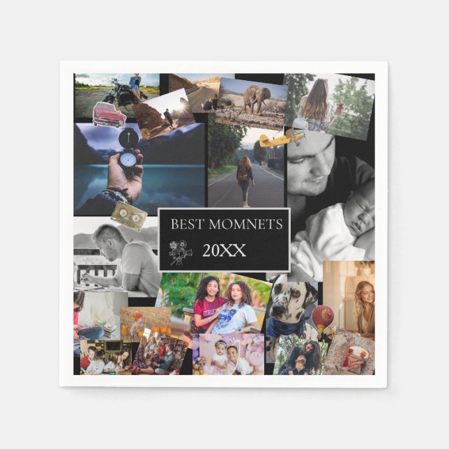 Guardanapo De Papel Best Moments  New Year Photo Collage  (Frente)