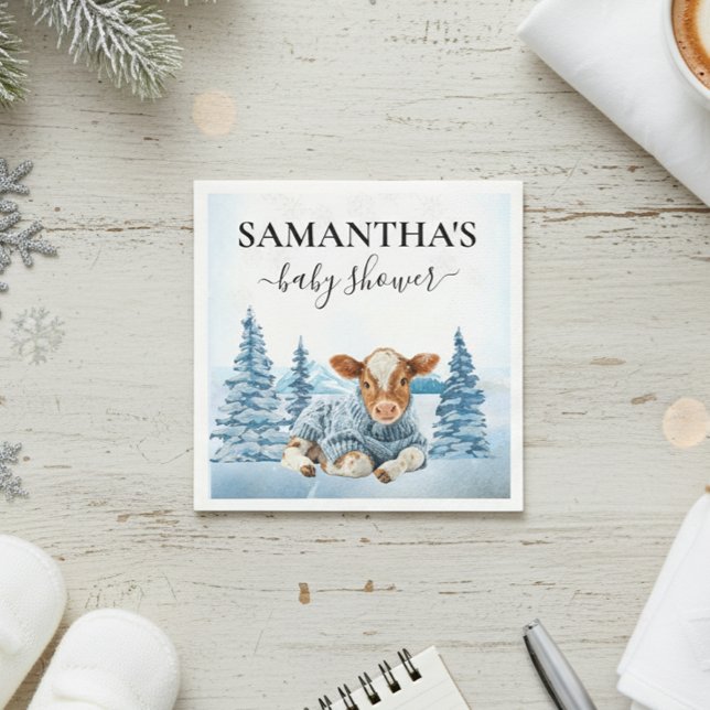 Guardanapo De Papel Bezerro de Vaca Natal de Inverno Fazenda (Criador carregado)