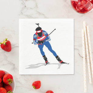 Guardanapo De Papel Biathlon Skier Winter Sports Athlett em ação