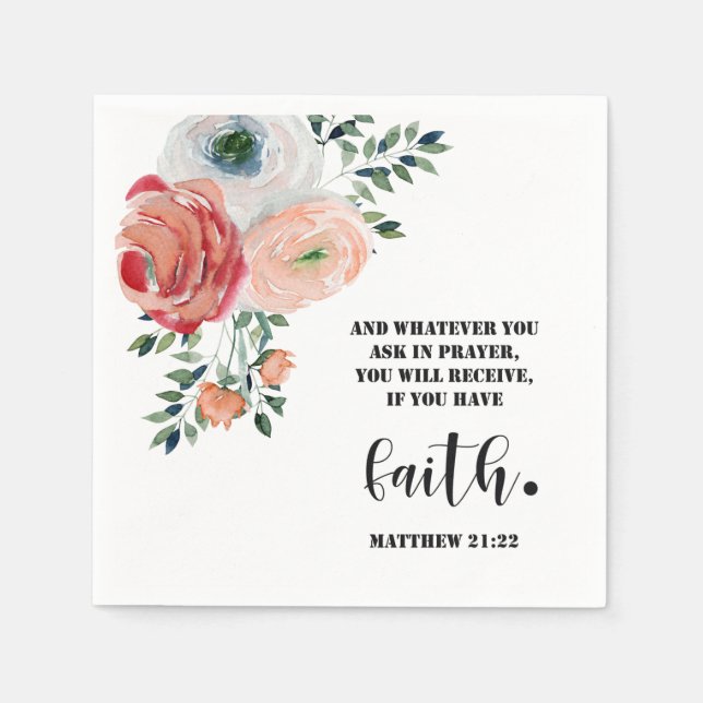 Guardanapo De Papel Bible verse Matthew Floral  Square  (Frente)