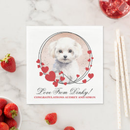 Guardanapo De Papel Bichon Frise Coração Vermelho de Foto de Cachorro