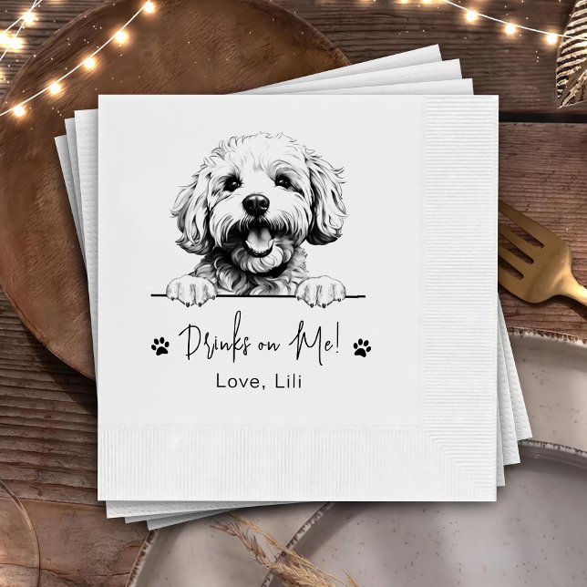 Guardanapo De Papel Bichon Frise Dog Bebidas Personalizadas Em Mim (Criador carregado)