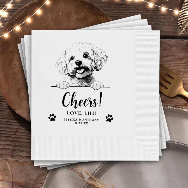 Guardanapo De Papel Bichon Frise Dog Personalizado Cheers (Criador carregado)