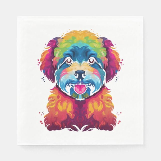 Guardanapo De Papel Bichon Frise Dog Pop Art (Frente)