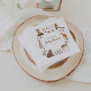 Guardanapo De Papel Bichos-de-floresta-de-gato Chá de fraldas neutro