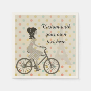 Guardanapo De Papel Bicicleta Andando em Paris Texto Personalizado de