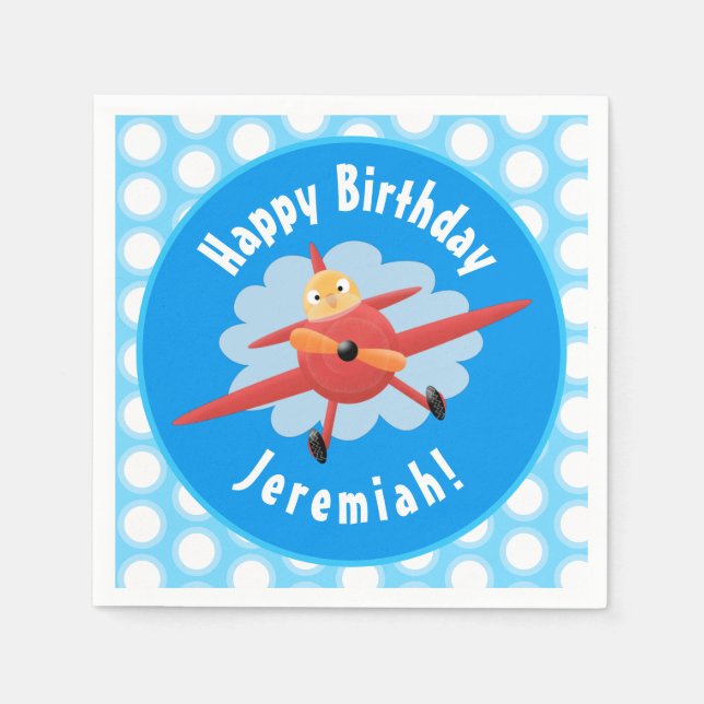 Guardanapo De Papel Bicicleta de avião vermelho-giro, de pássaro bonit (Frente)