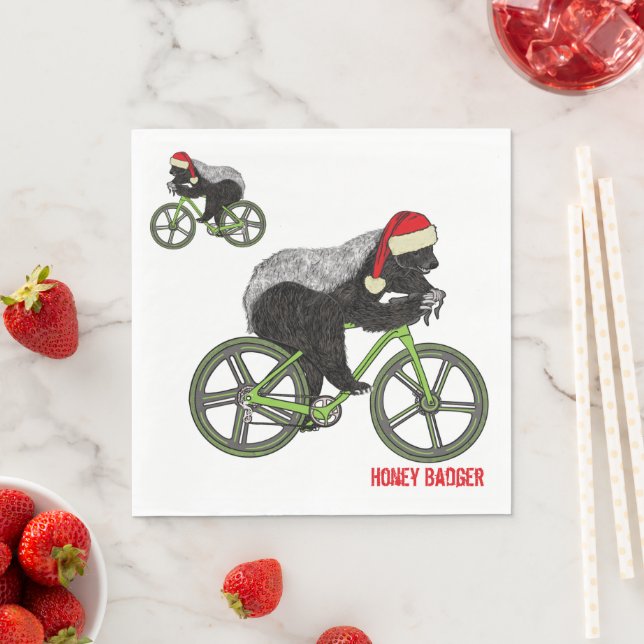 Guardanapo De Papel Bicicleta de emblema de Natal do Honey Badger (Insitu)