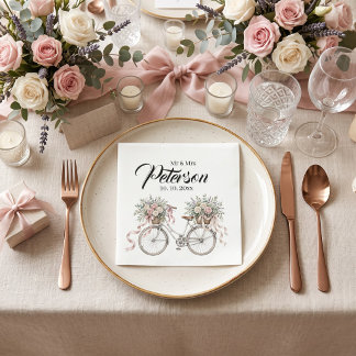 Guardanapo De Papel Bicicleta floral aquarela vintage