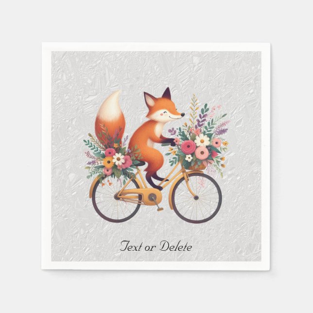 Guardanapo De Papel Bicicleta Floral Fox Napkins (Frente)