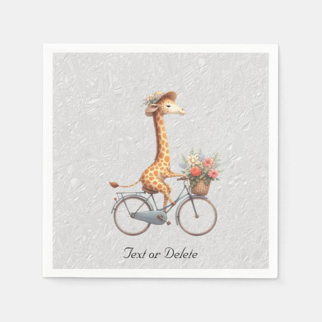 Guardanapo De Papel Bicicleta Floral Giraffe Napkins (Frente)