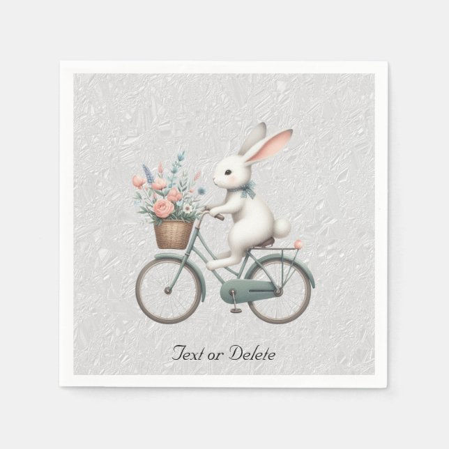 Guardanapo De Papel Bicicleta Floral Rabbit Napkins (Frente)