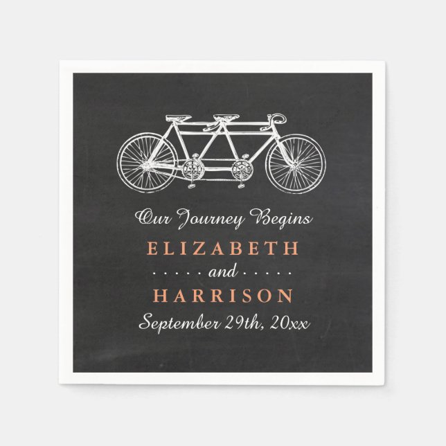 Guardanapo De Papel Bicicleta Tandem No Casamento De Chalkboard (Frente)