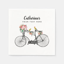 Bicicleta Vintage Romântica Flores Pássaros