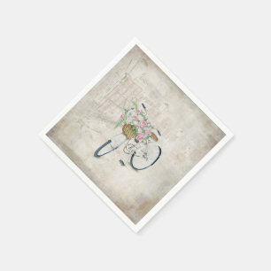 Guardanapo De Papel Bicicletas Vintage com cesto de rosas