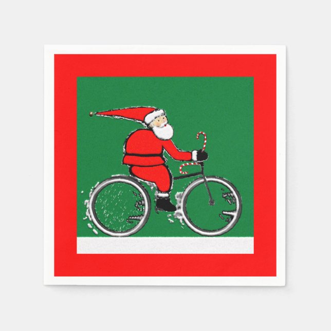 Guardanapo De Papel Bicycle Cycling Christmas Holiday (Frente)
