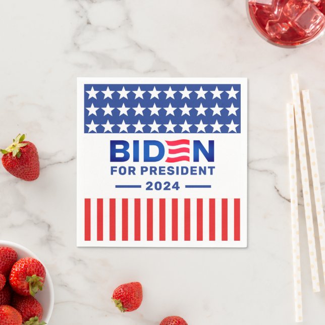 Guardanapo De Papel Biden Presidente 2024 Eleições Vermelho e Azul (Insitu)
