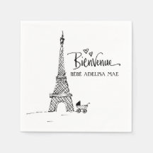 Bienvenue Paris Doodle Sketch Chá de fraldas