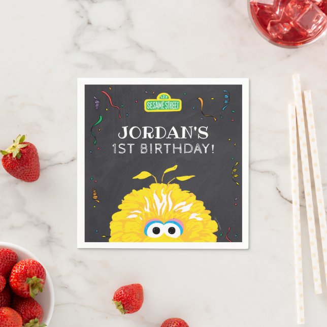 Guardanapo De Papel Big Bird Chalkboard Confetti Birthday (Insitu)