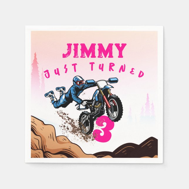 Guardanapo De Papel Biker Kid Stirt Stunt Bike Birthday Napkins (Frente)