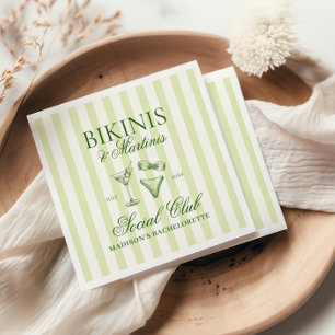Guardanapo De Papel Bikinis e Martinis Verde Striped