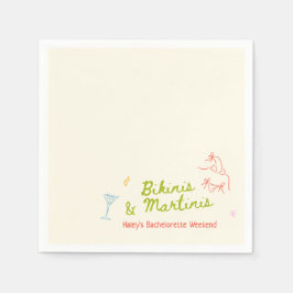Guardanapo De Papel Bikinis & Martinis - Bachelorette Desenhada À Mão