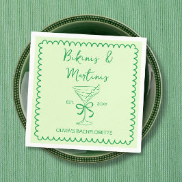 Guardanapo De Papel Bikinis Wavy Desenhado à Mão & Martinis Bacheloret