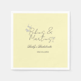Guardanapo De Papel Bikins & Martinis bachelorette party yellow retro