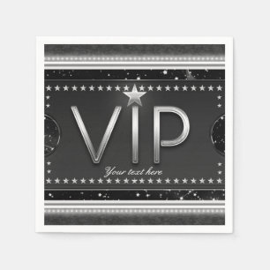 Guardanapo De Papel Bilhete VIP Festa Personalizado Black & Silver Gla