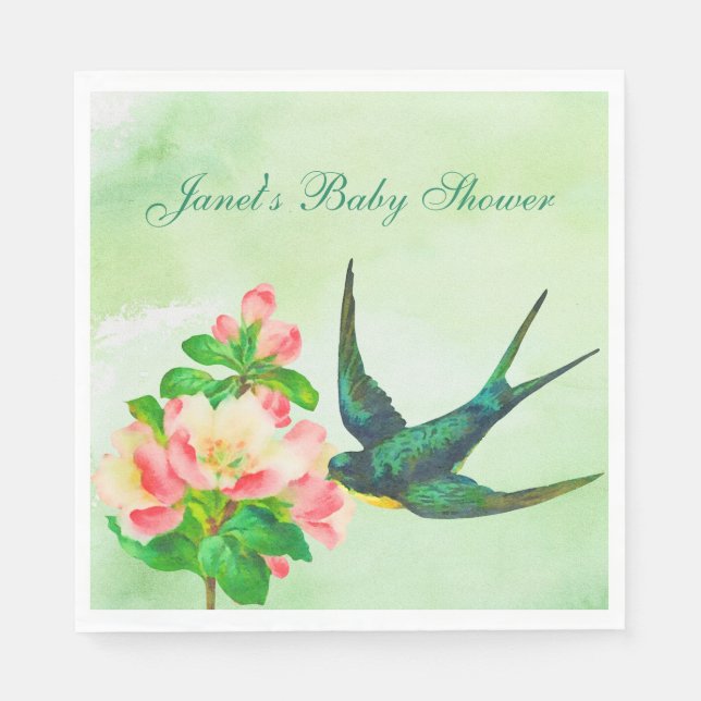 Guardanapo De Papel Bird and Flowering Branch Party Napkins (Frente)